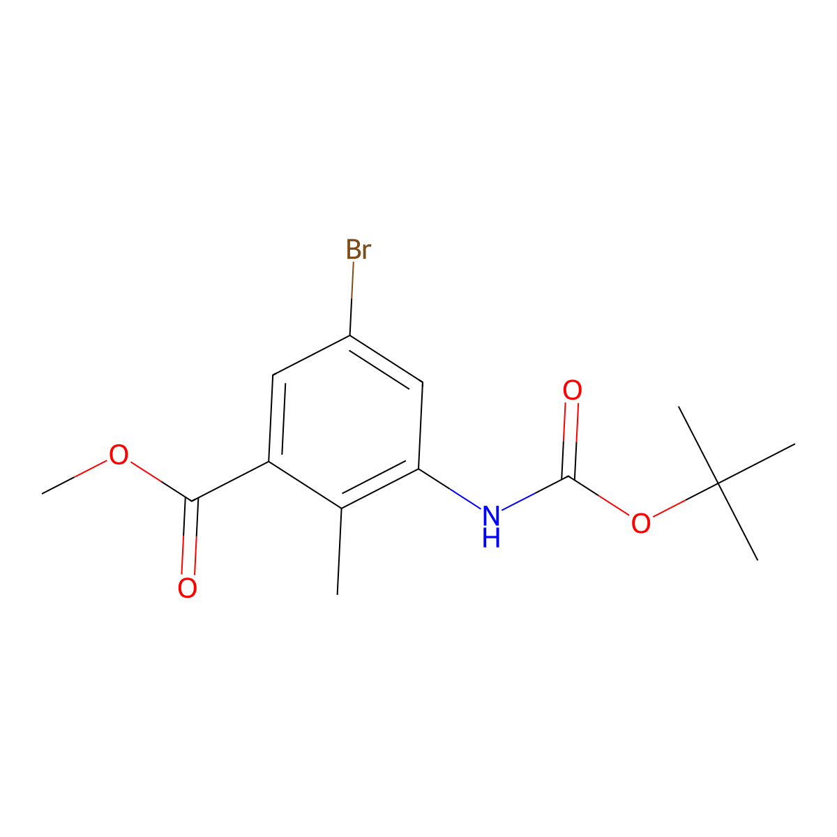 Methyl 5-bromo-3-{[(tert-butoxy)carbonyl]amino}-2-methylbenzoate molecular structure, CAS 2680893-87-0