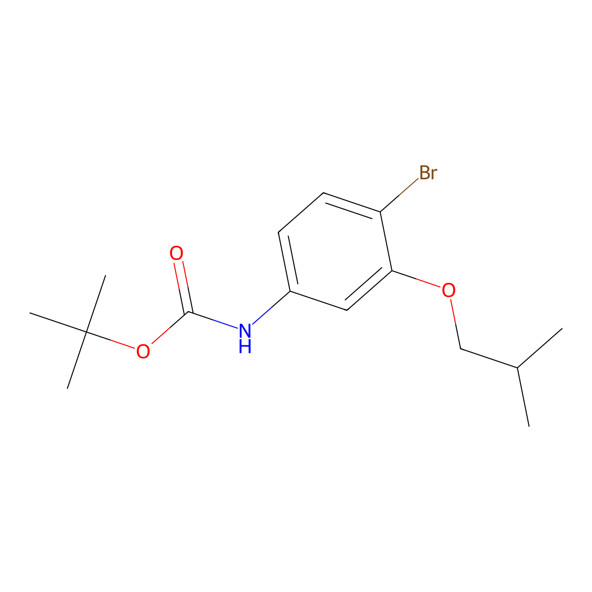 tert-butyl N-[4-bromo-3-(2-methylpropoxy)phenyl]carbamate molecular structure, CAS 2680893-89-2