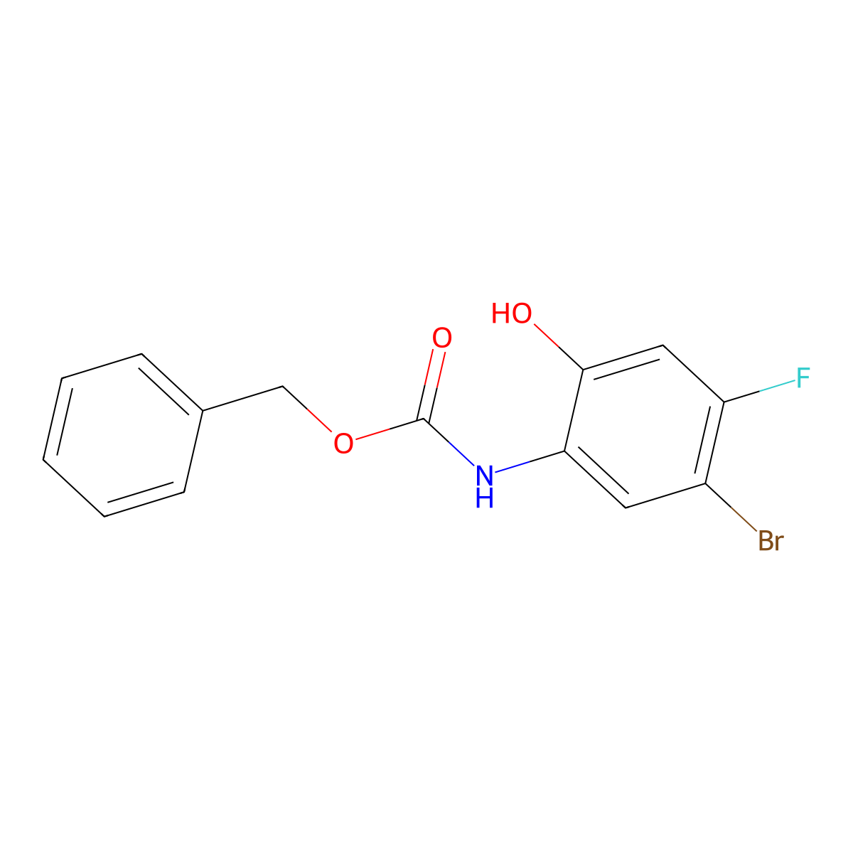 benzyl N-(5-bromo-4-fluoro-2-hydroxyphenyl)carbamate molecular structure, CAS 2680893-99-4