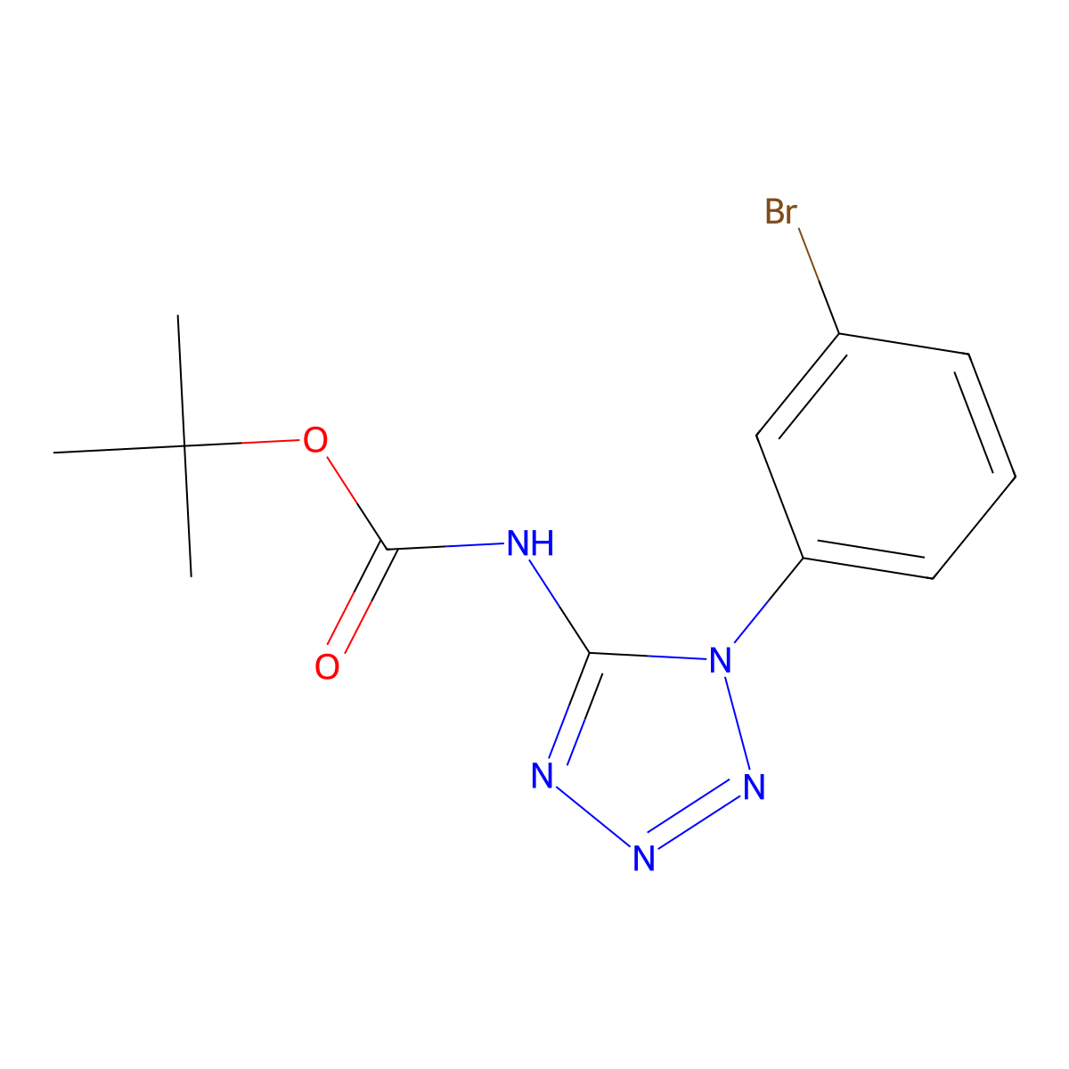 tert-butyl N-[1-(3-bromophenyl)-1H-1,2,3,4-tetrazol-5-yl]carbamate molecular structure, CAS 2680894-07-7