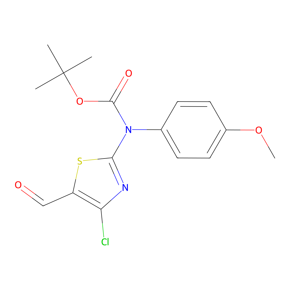 tert-butyl N-(4-chloro-5-formyl-1,3-thiazol-2-yl)-N-(4-methoxyphenyl)carbamate molecular structure, CAS 2680894-09-9