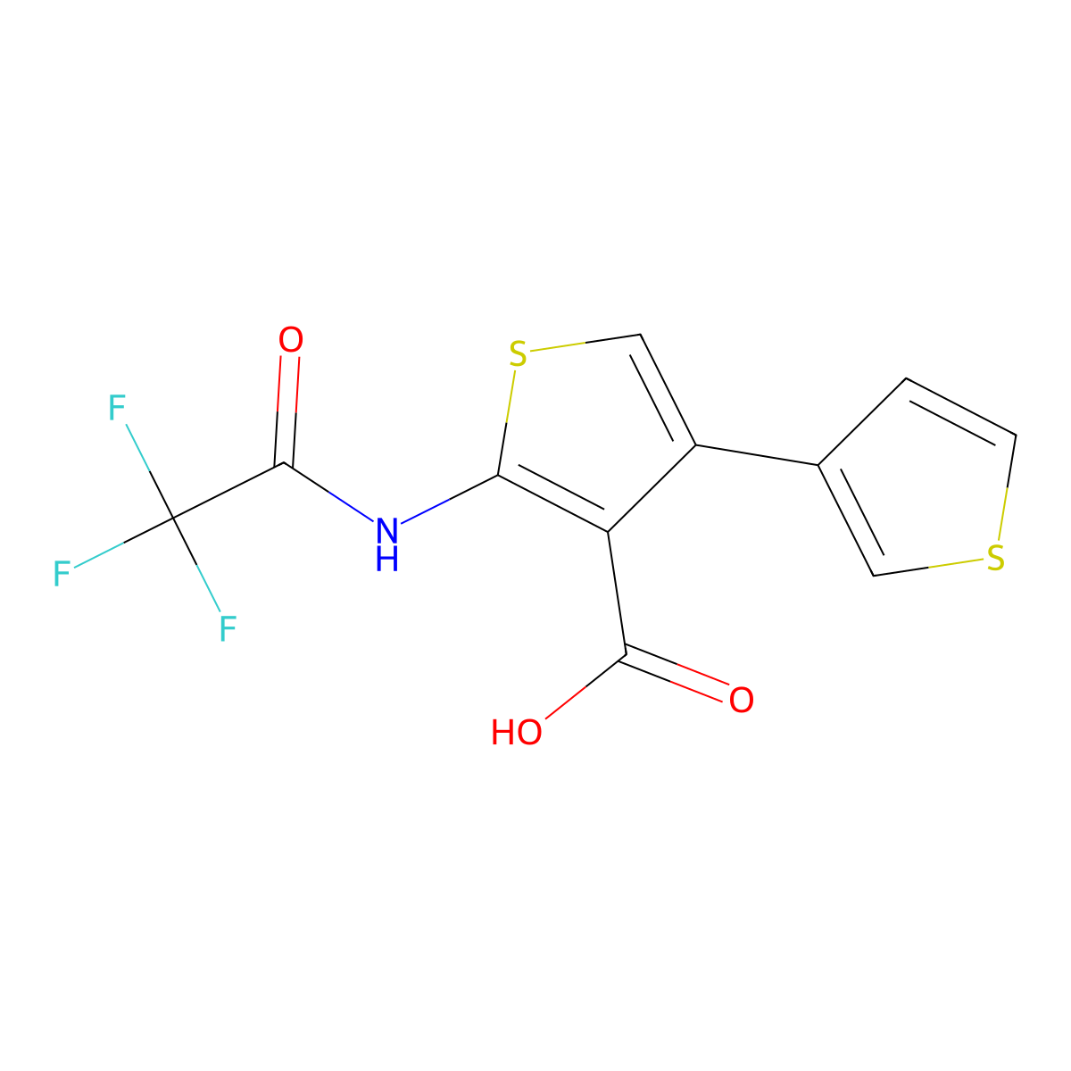 5-(2,2,2-Trifluoroacetamido)-[3,3'-bithiophene]-4-carboxylic acid molecular structure, CAS 2680894-10-2