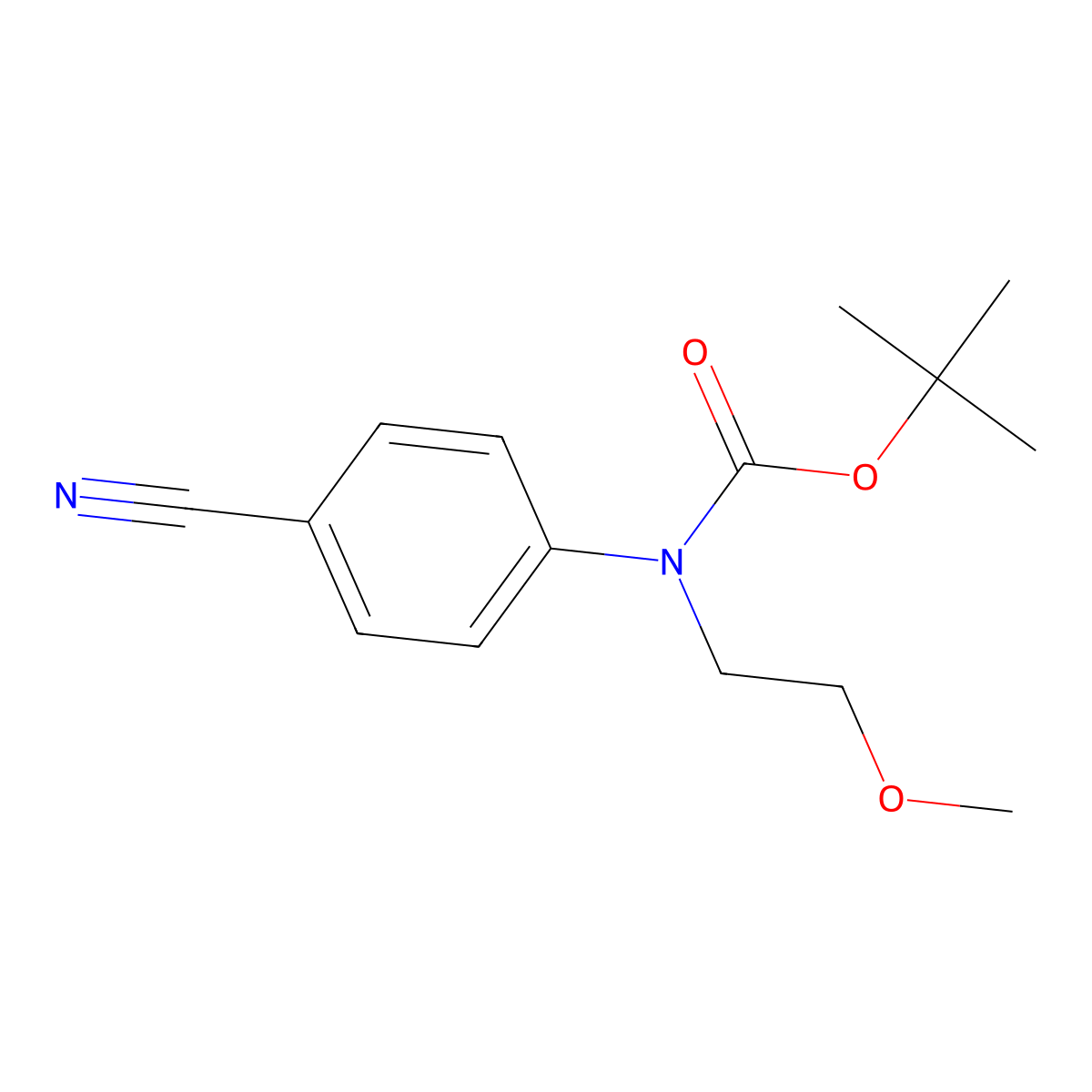 tert-butyl N-(4-cyanophenyl)-N-(2-methoxyethyl)carbamate molecular structure, CAS 2680894-21-5
