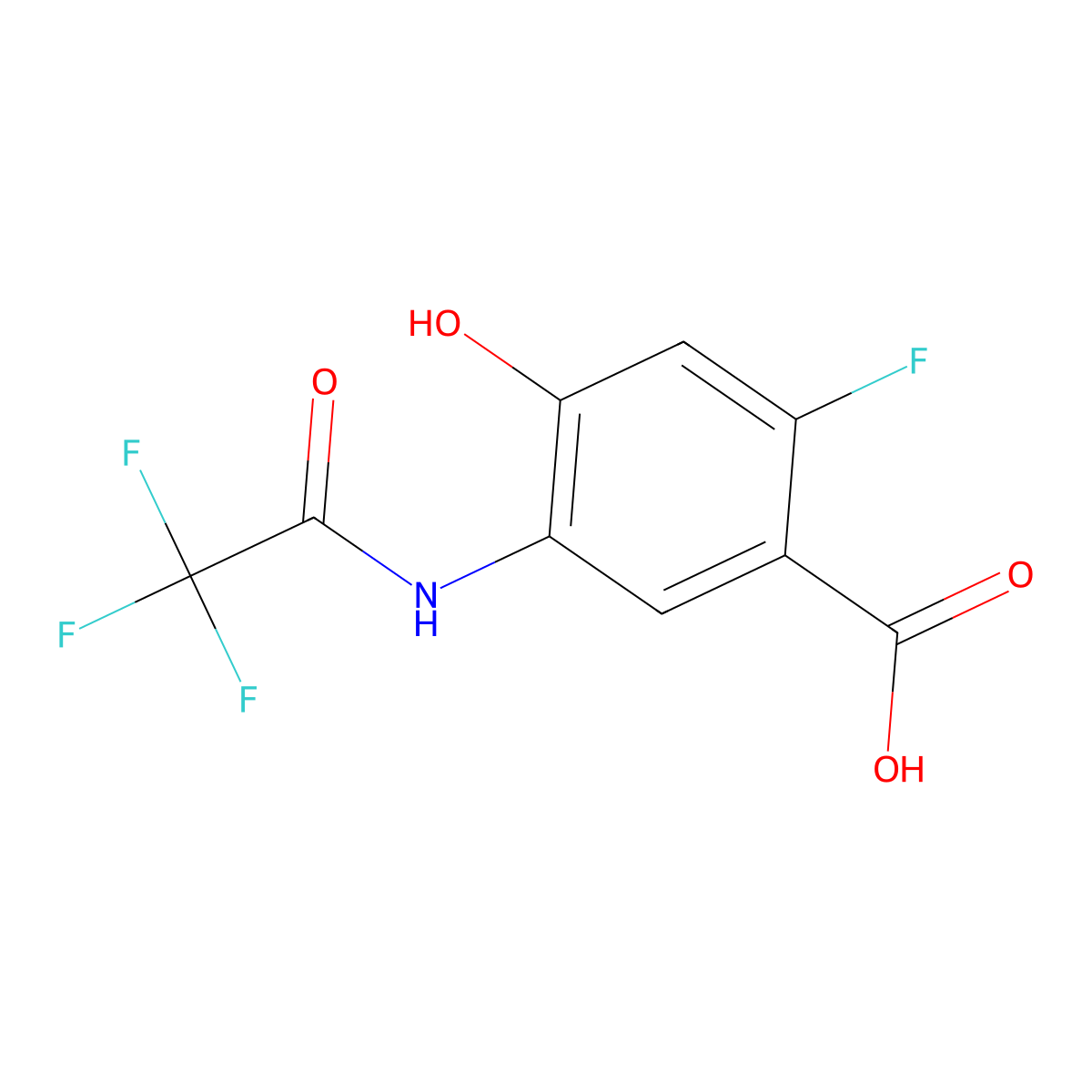 2-Fluoro-4-hydroxy-5-(2,2,2-trifluoroacetamido)benzoic acid molecular structure, CAS 2680894-25-9