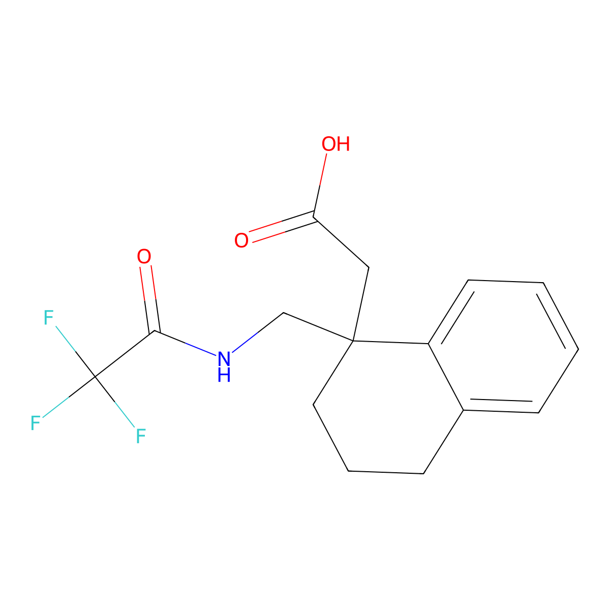 2-{1-[(2,2,2-Trifluoroacetamido)methyl]-1,2,3,4-tetrahydronaphthalen-1-yl}acetic acid molecular structure, CAS 2680894-26-0