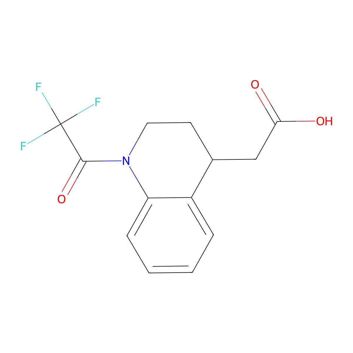 2-[1-(2,2,2-Trifluoroacetyl)-1,2,3,4-tetrahydroquinolin-4-yl]acetic acid molecular structure, CAS 2680894-33-9