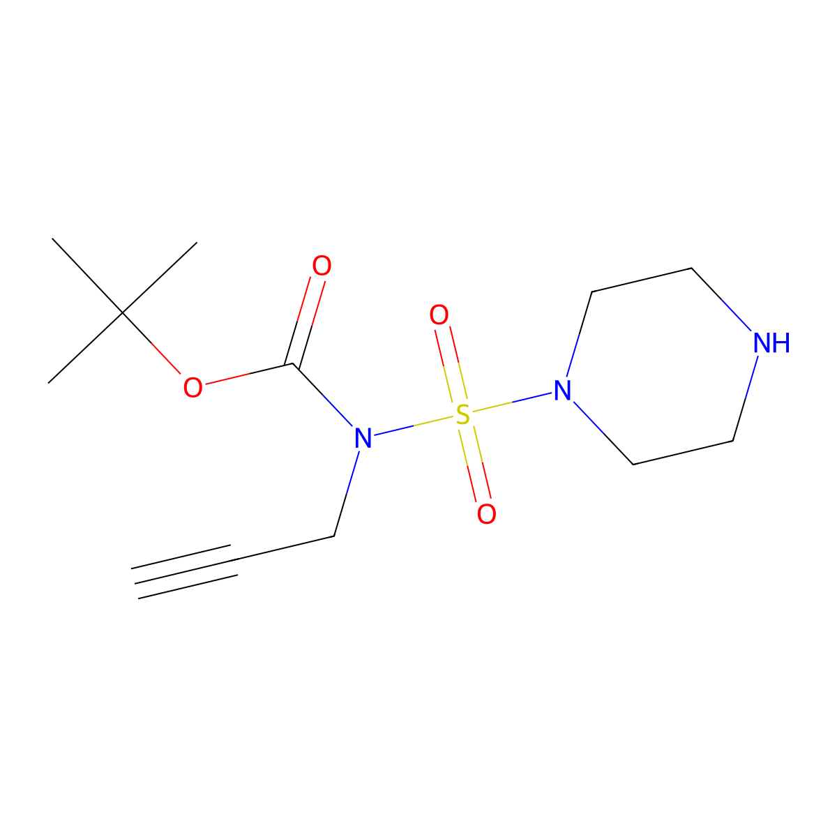 tert-butyl N-(piperazine-1-sulfonyl)-N-(prop-2-yn-1-yl)carbamate molecular structure, CAS 2680894-36-2