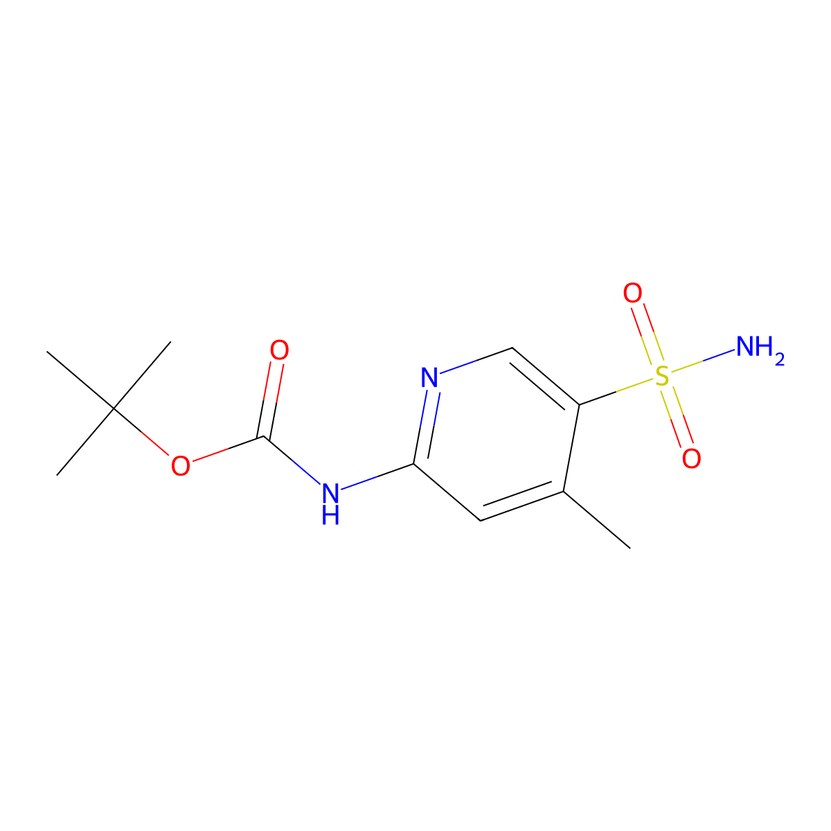 tert-butyl N-(4-methyl-5-sulfamoylpyridin-2-yl)carbamate molecular structure, CAS 2680894-40-8