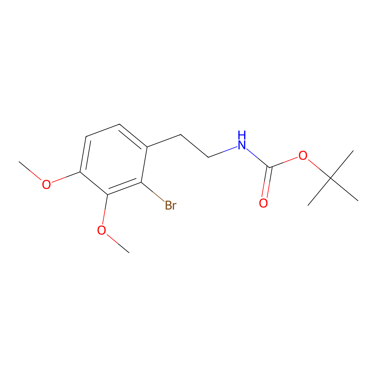 tert-butyl N-[2-(2-bromo-3,4-dimethoxyphenyl)ethyl]carbamate molecular structure, CAS 2680894-42-0