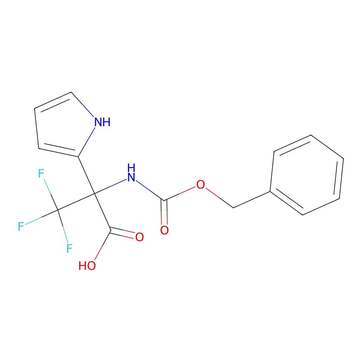 2-{[(benzyloxy)carbonyl]amino}-3,3,3-trifluoro-2-(1H-pyrrol-2-yl)propanoic acid molecular structure, CAS 2680894-47-5