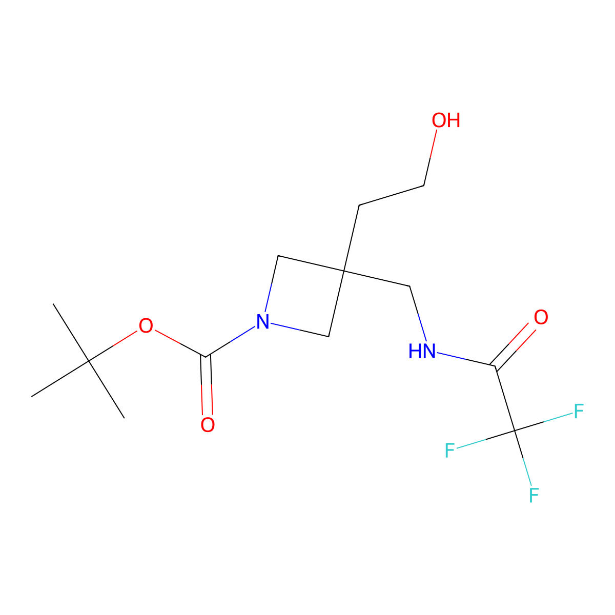 Tert-butyl 3-(2-hydroxyethyl)-3-[(2,2,2-trifluoroacetamido)methyl]azetidine-1-carboxylate molecular structure, CAS 2680894-58-8