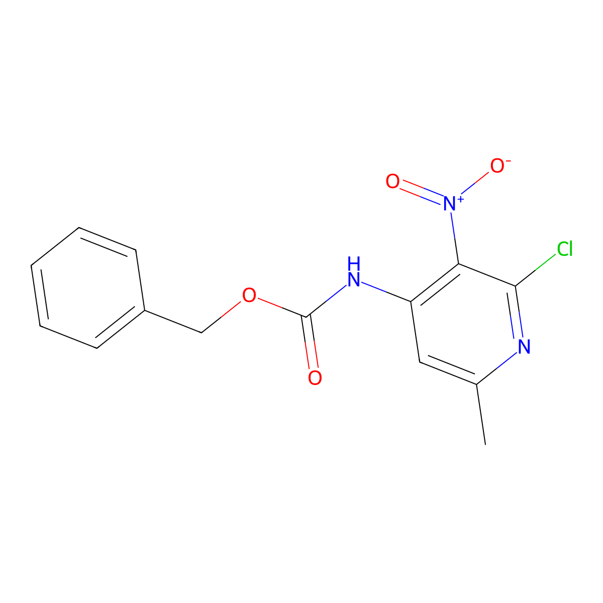 benzyl N-(2-chloro-6-methyl-3-nitropyridin-4-yl)carbamate molecular structure, CAS 2680894-74-8