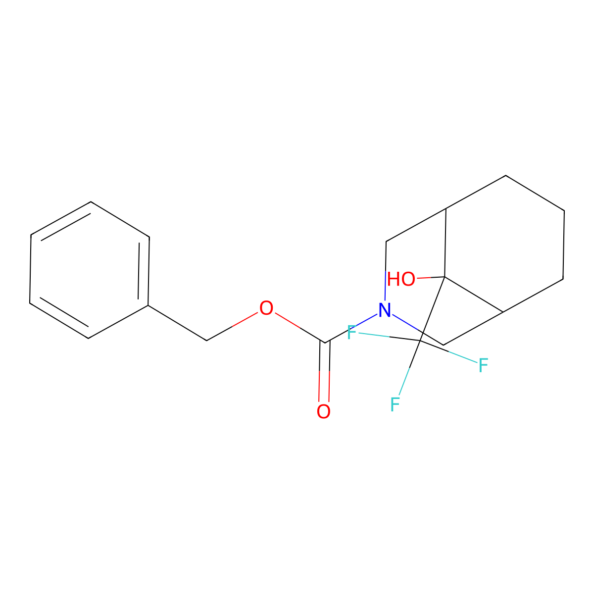 Benzyl 9-hydroxy-9-(trifluoromethyl)-3-azabicyclo[3.3.1]nonane-3-carboxylate molecular structure, CAS 2680894-78-2