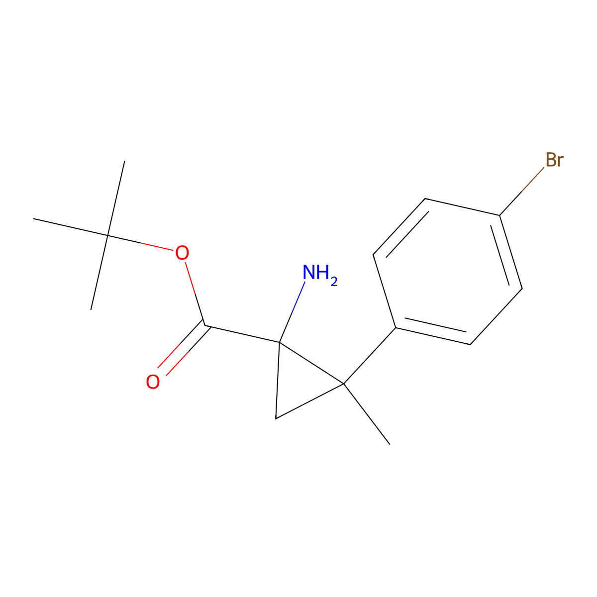 Tert-butyl 1-amino-2-(4-bromophenyl)-2-methylcyclopropane-1-carboxylate molecular structure, CAS 2680894-82-8
