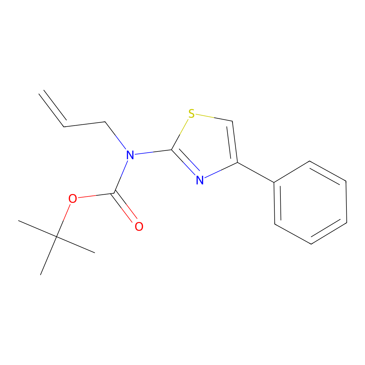 tert-butyl N-(4-phenyl-1,3-thiazol-2-yl)-N-(prop-2-en-1-yl)carbamate molecular structure, CAS 2680894-91-9