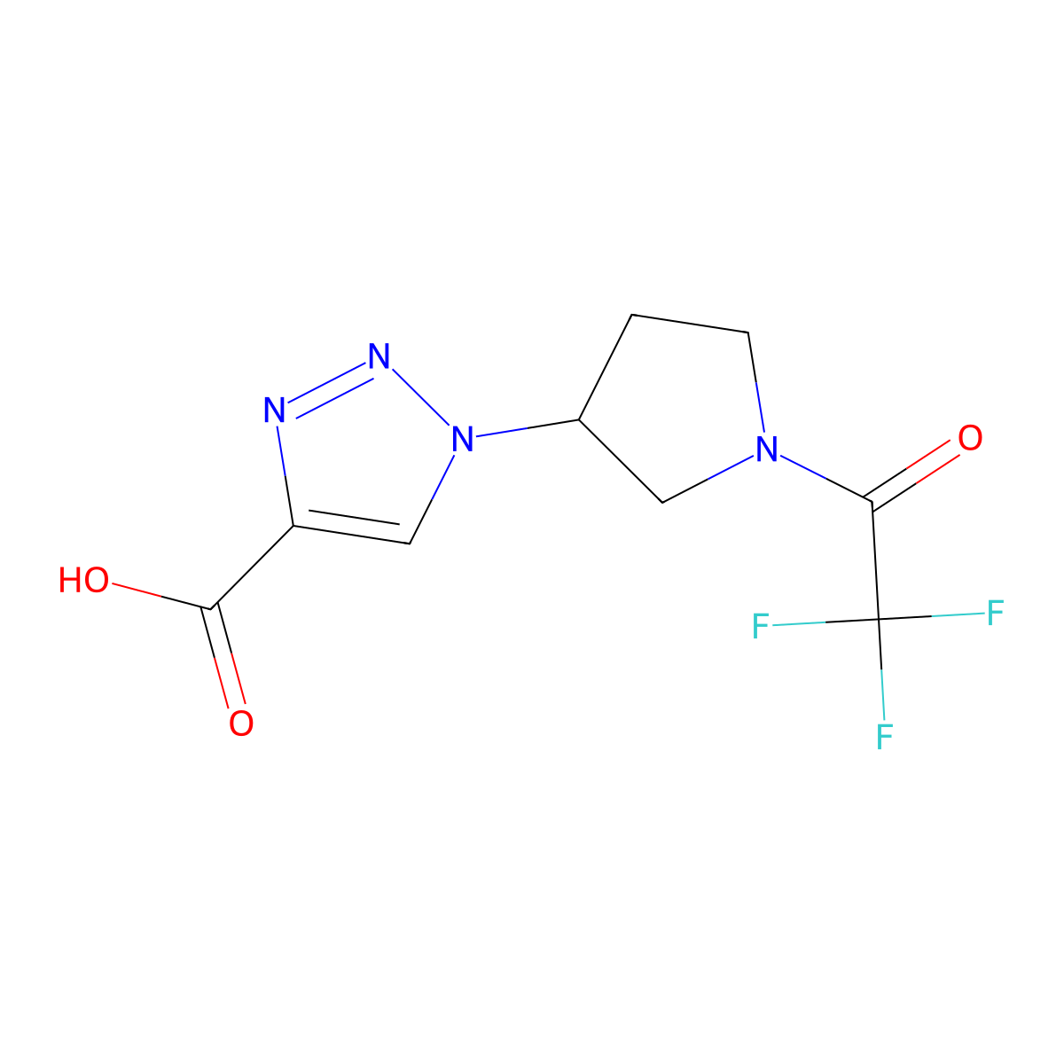 1-[1-(2,2,2-trifluoroacetyl)pyrrolidin-3-yl]-1H-1,2,3-triazole-4-carboxylic acid molecular structure, CAS 2680894-92-0