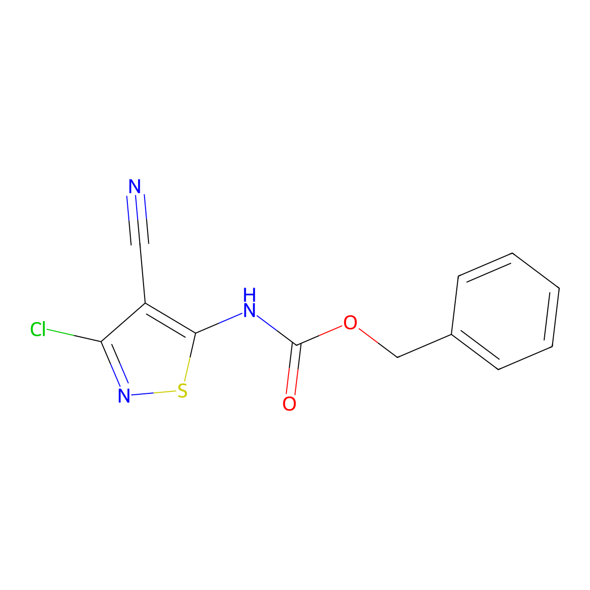 benzyl N-(3-chloro-4-cyano-1,2-thiazol-5-yl)carbamate molecular structure, CAS 2680895-03-6