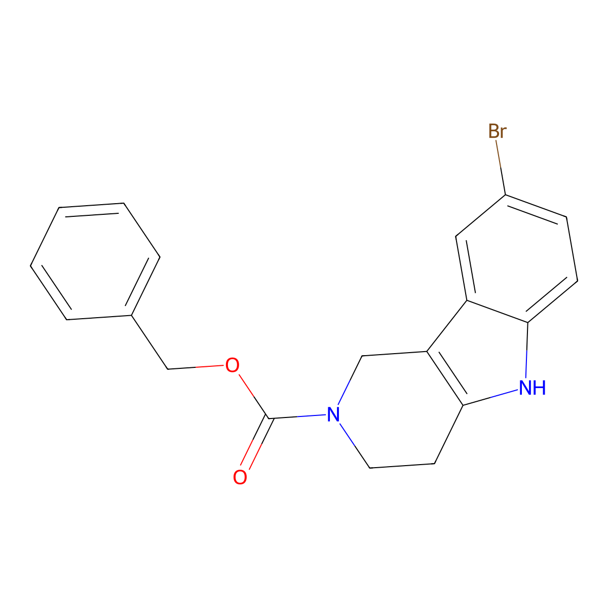 benzyl 8-bromo-1H,2H,3H,4H,5H-pyrido[4,3-b]indole-2-carboxylate molecular structure, CAS 2680895-06-9