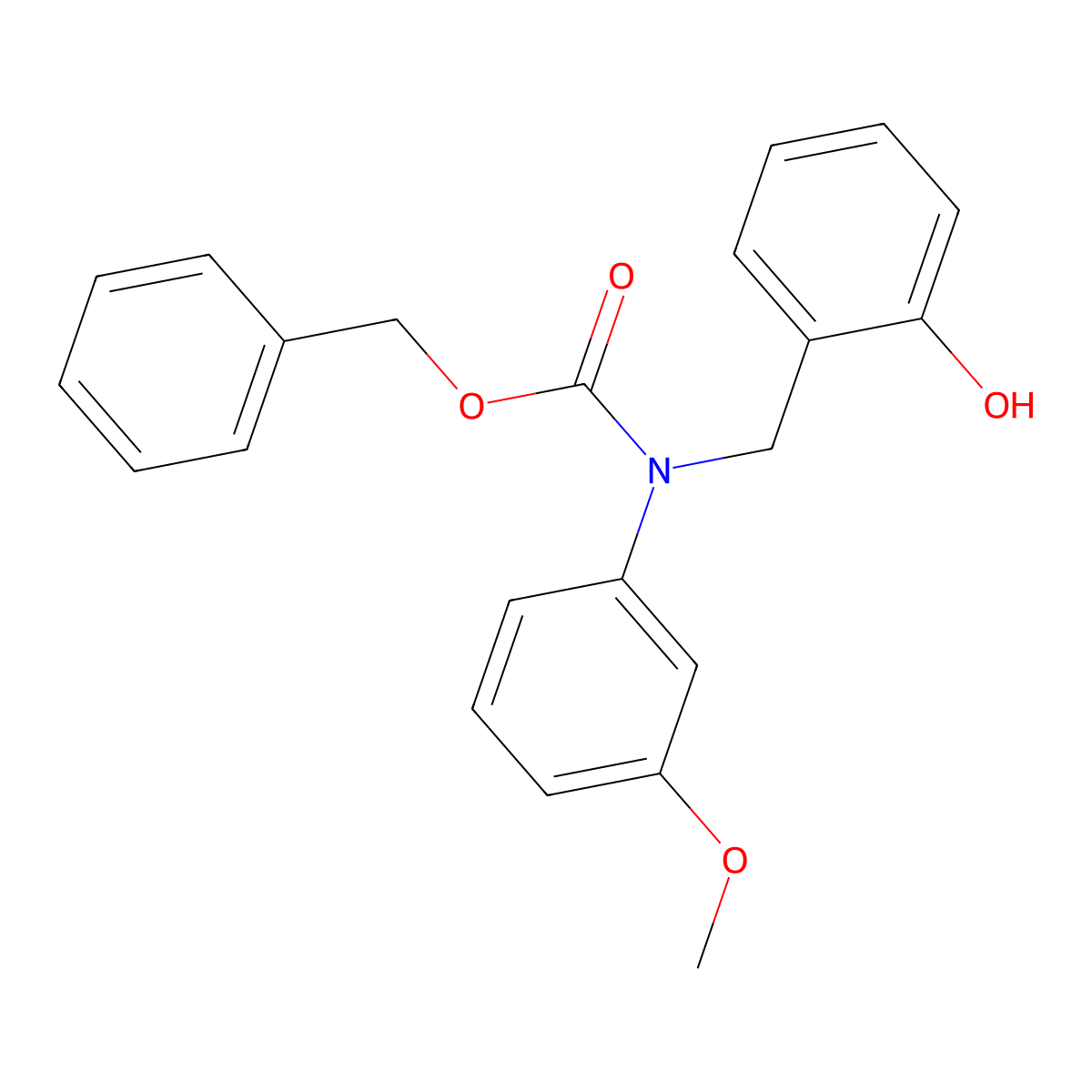 benzyl N-[(2-hydroxyphenyl)methyl]-N-(3-methoxyphenyl)carbamate molecular structure, CAS 2680895-07-0