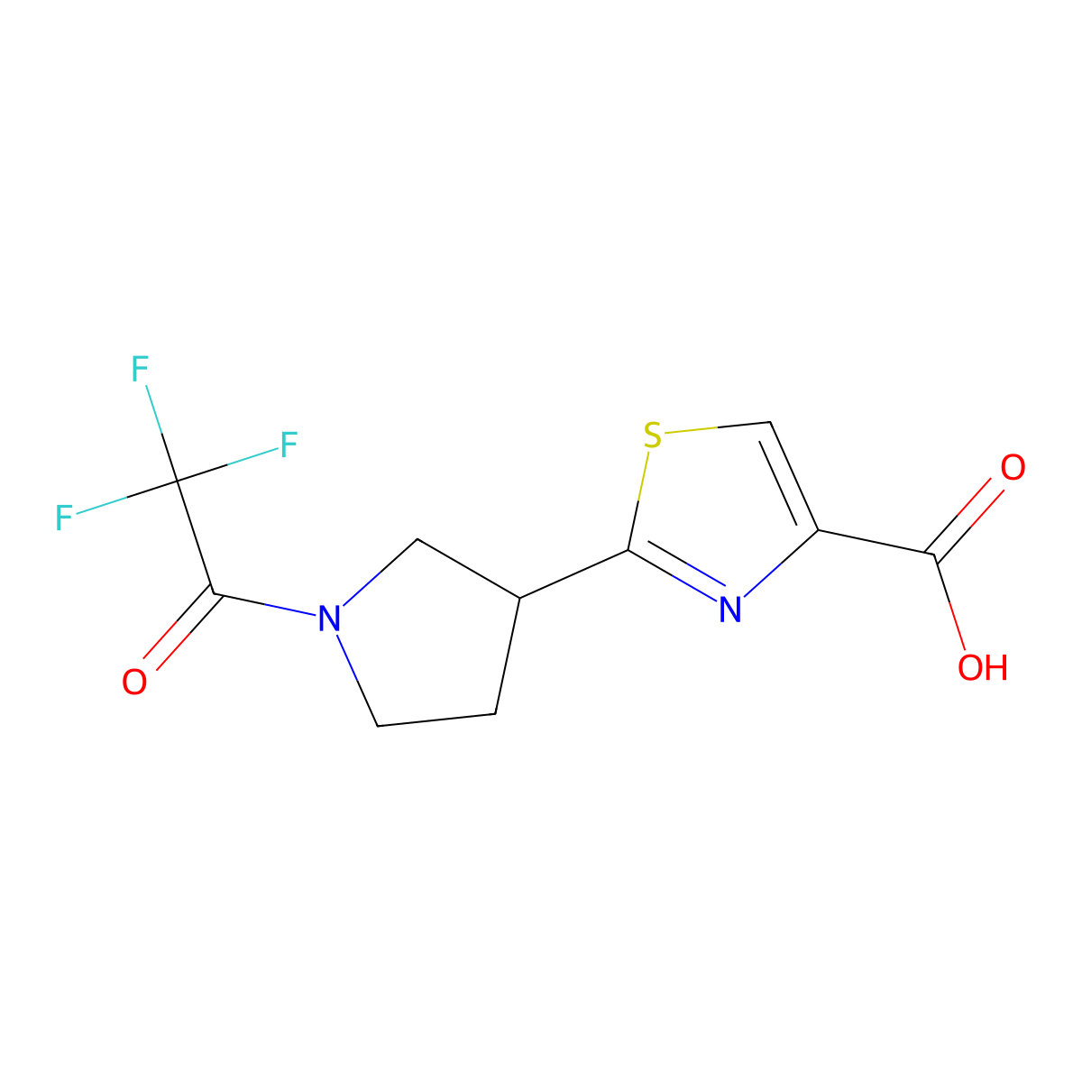 2-[1-(2,2,2-Trifluoroacetyl)pyrrolidin-3-yl]-1,3-thiazole-4-carboxylic acid molecular structure, CAS 2680895-08-1