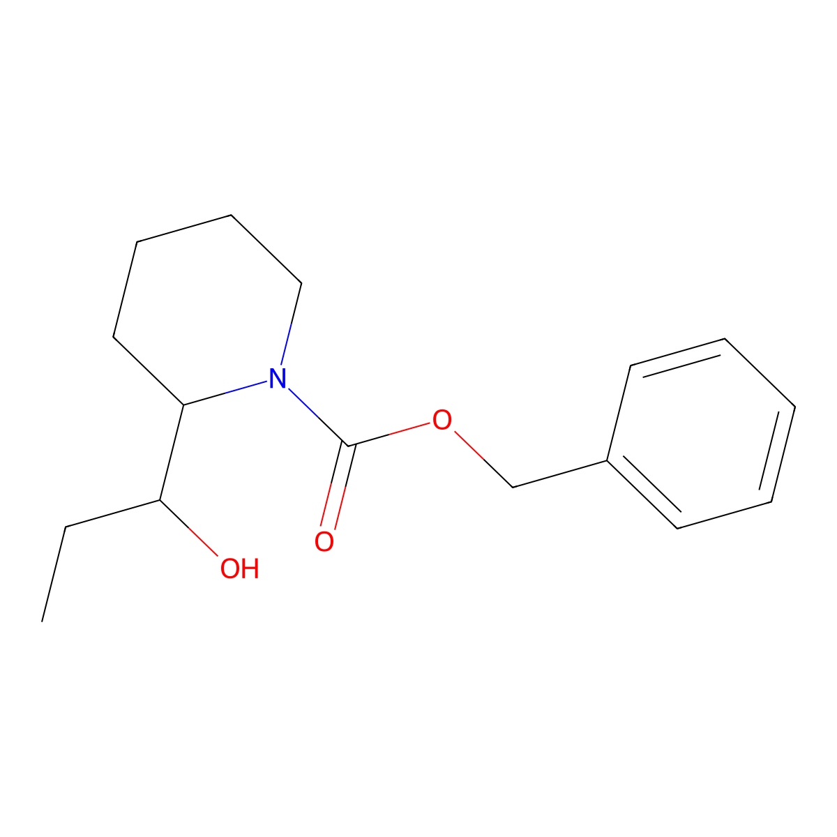 Benzyl 2-(1-hydroxypropyl)piperidine-1-carboxylate molecular structure, CAS 2680895-14-9