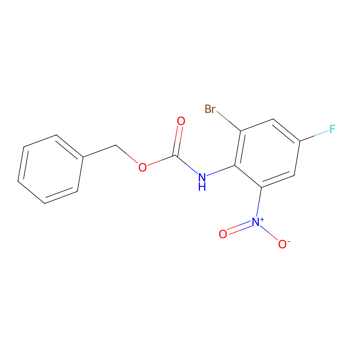 benzyl N-(2-bromo-4-fluoro-6-nitrophenyl)carbamate molecular structure, CAS 2680895-16-1