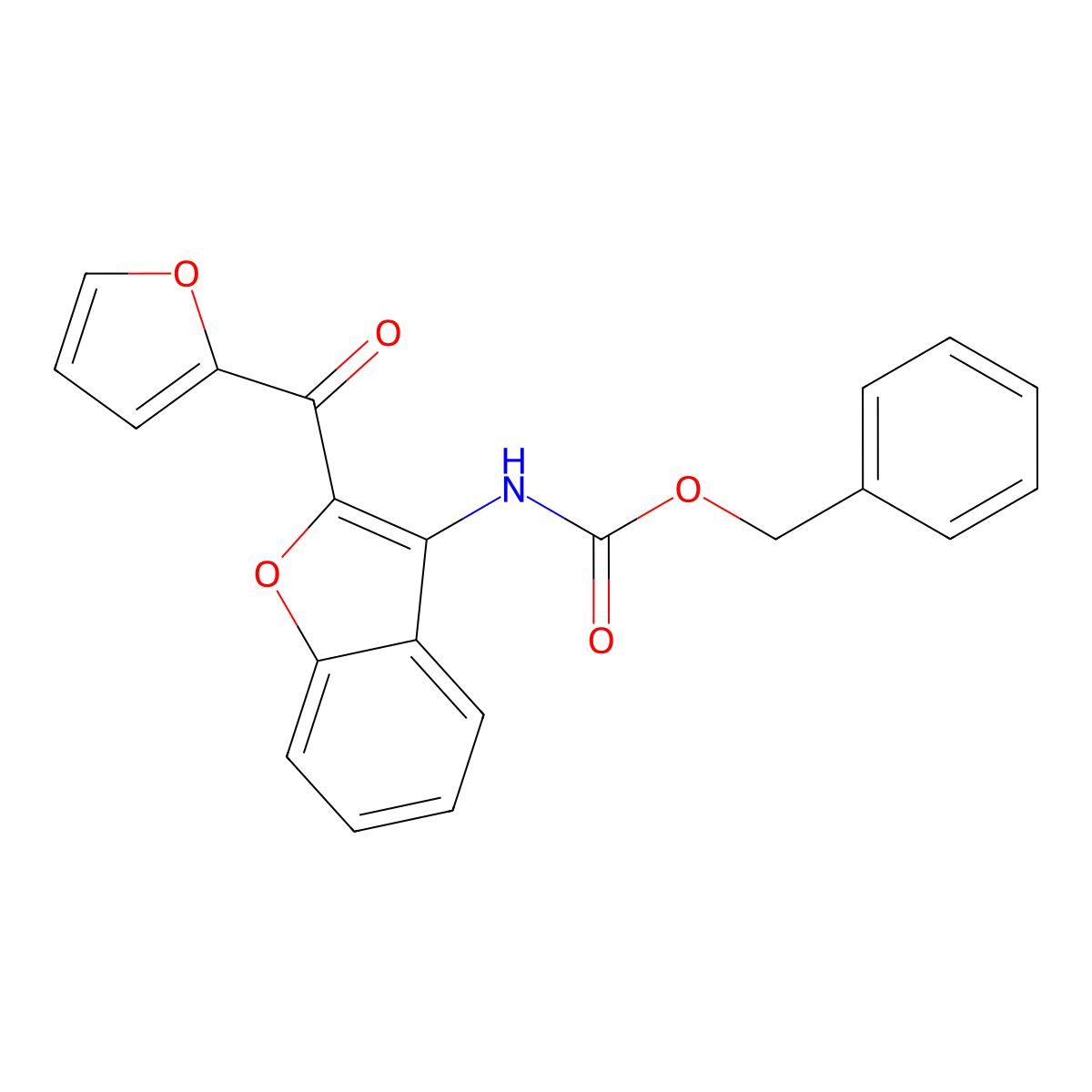 benzyl N-[2-(furan-2-carbonyl)-1-benzofuran-3-yl]carbamate molecular structure, CAS 2680895-18-3