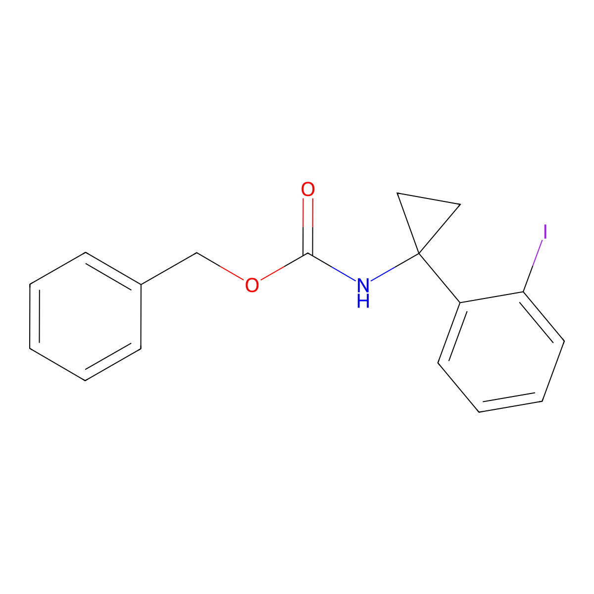 benzyl N-[1-(2-iodophenyl)cyclopropyl]carbamate molecular structure, CAS 2680895-21-8