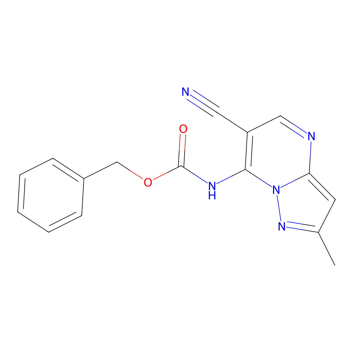 benzyl N-{6-cyano-2-methylpyrazolo[1,5-a]pyrimidin-7-yl}carbamate molecular structure, CAS 2680895-27-4