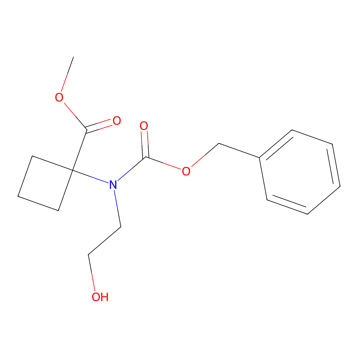Methyl 1-{[(benzyloxy)carbonyl](2-hydroxyethyl)amino}cyclobutane-1-carboxylate molecular structure, CAS 2680895-31-0