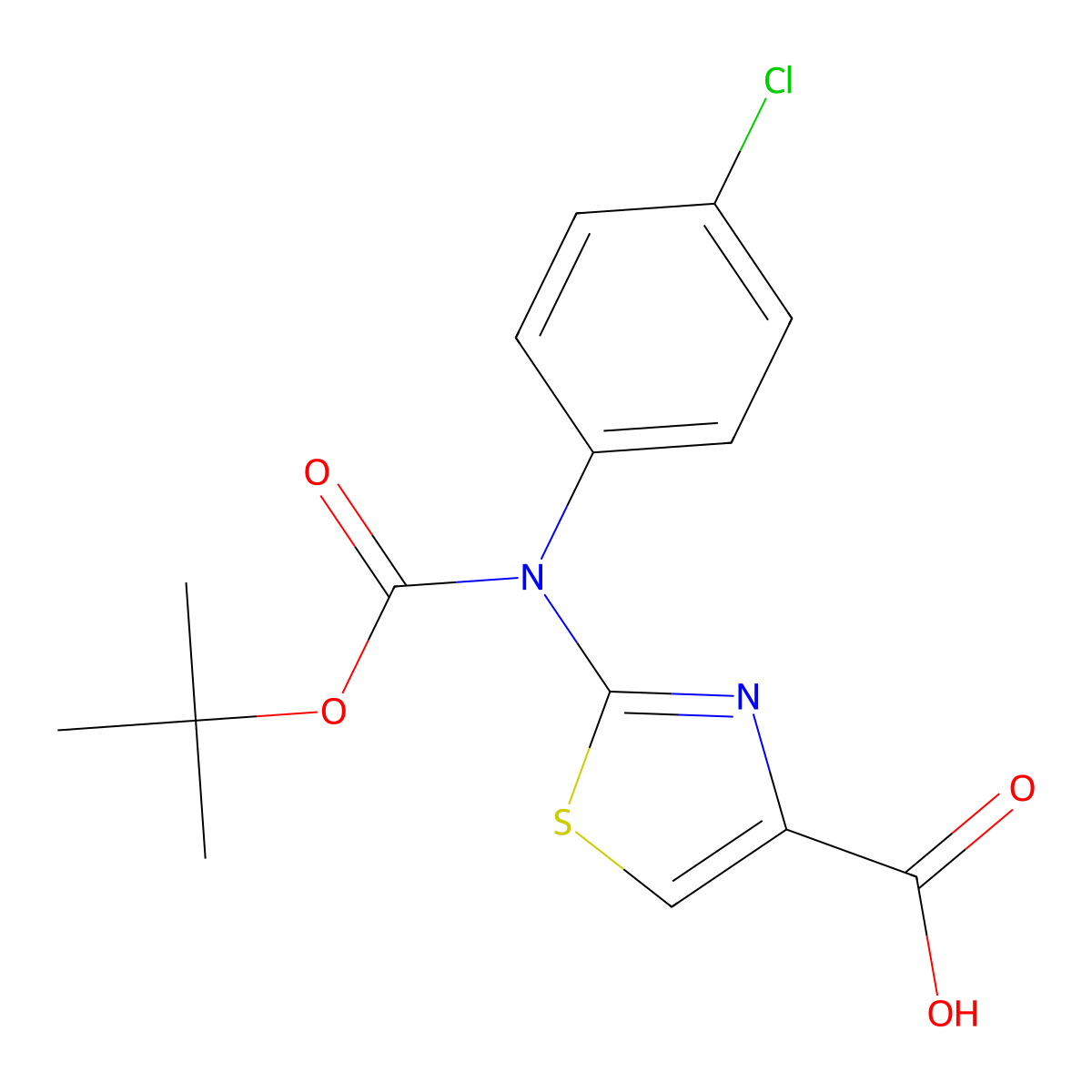 2-{[(Tert-butoxy)carbonyl](4-chlorophenyl)amino}-1,3-thiazole-4-carboxylic acid molecular structure, CAS 2680895-32-1