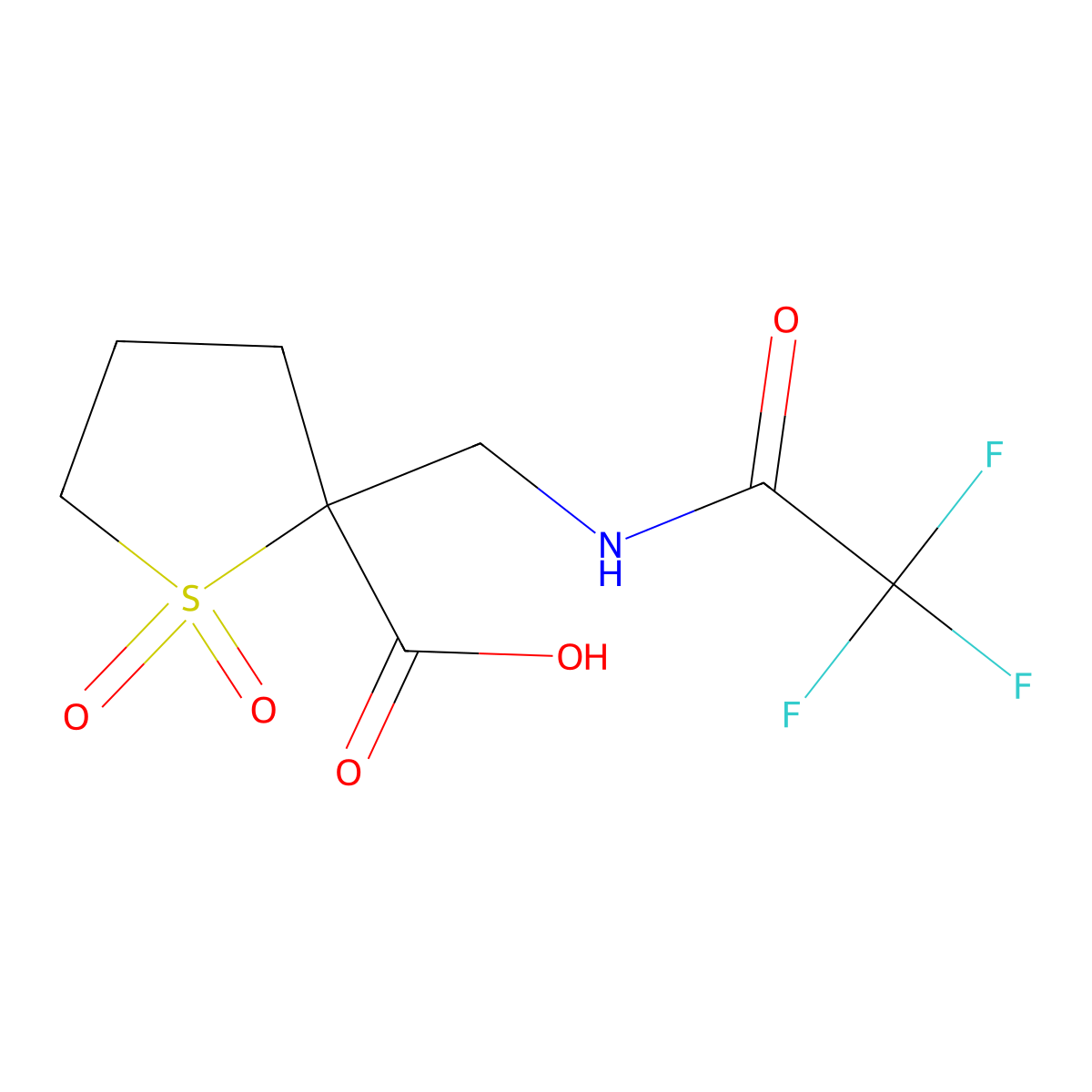 1,1-Dioxo-2-[(2,2,2-trifluoroacetamido)methyl]-1lambda6-thiolane-2-carboxylic acid molecular structure, CAS 2680895-36-5