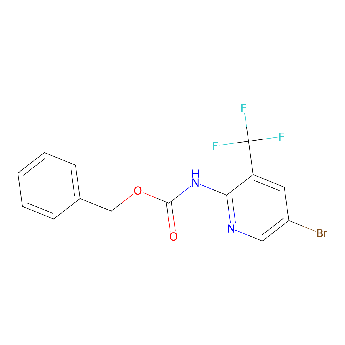 benzyl N-[5-bromo-3-(trifluoromethyl)pyridin-2-yl]carbamate molecular structure, CAS 2680895-42-3