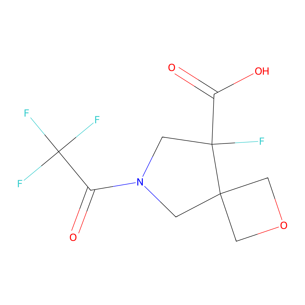 8-Fluoro-6-(2,2,2-trifluoroacetyl)-2-oxa-6-azaspiro[3.4]octane-8-carboxylic acid molecular structure, CAS 2680895-44-5