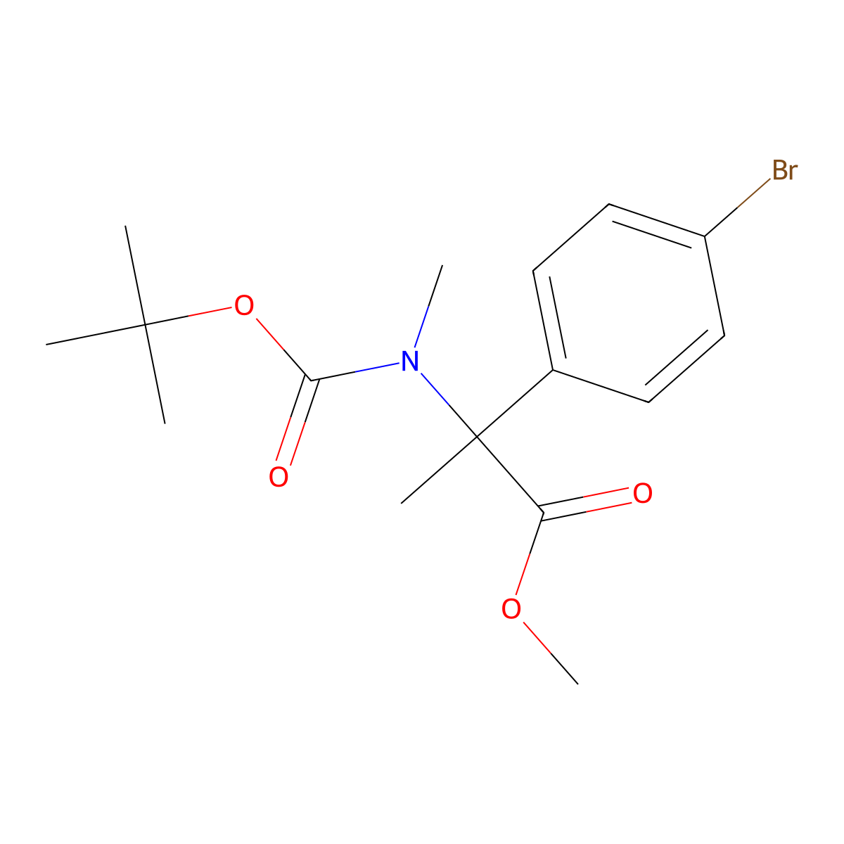 Methyl 2-(4-bromophenyl)-2-{[(tert-butoxy)carbonyl](methyl)amino}propanoate molecular structure, CAS 2680895-53-6