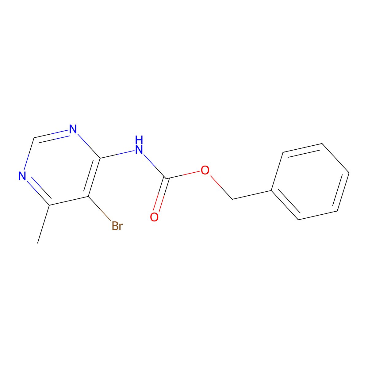 benzyl N-(5-bromo-6-methylpyrimidin-4-yl)carbamate molecular structure, CAS 2680895-55-8