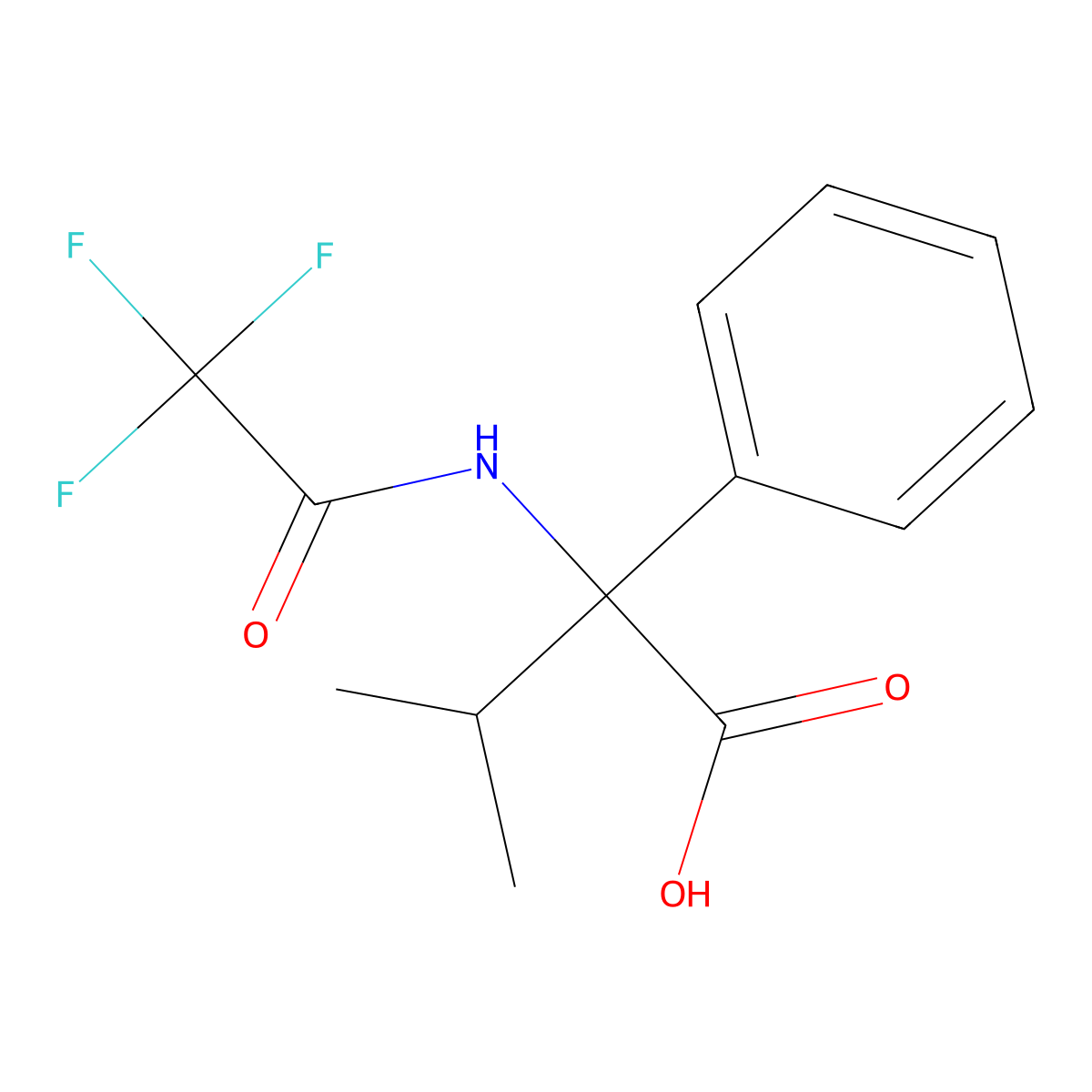 3-Methyl-2-phenyl-2-(2,2,2-trifluoroacetamido)butanoic acid molecular structure, CAS 2680895-60-5
