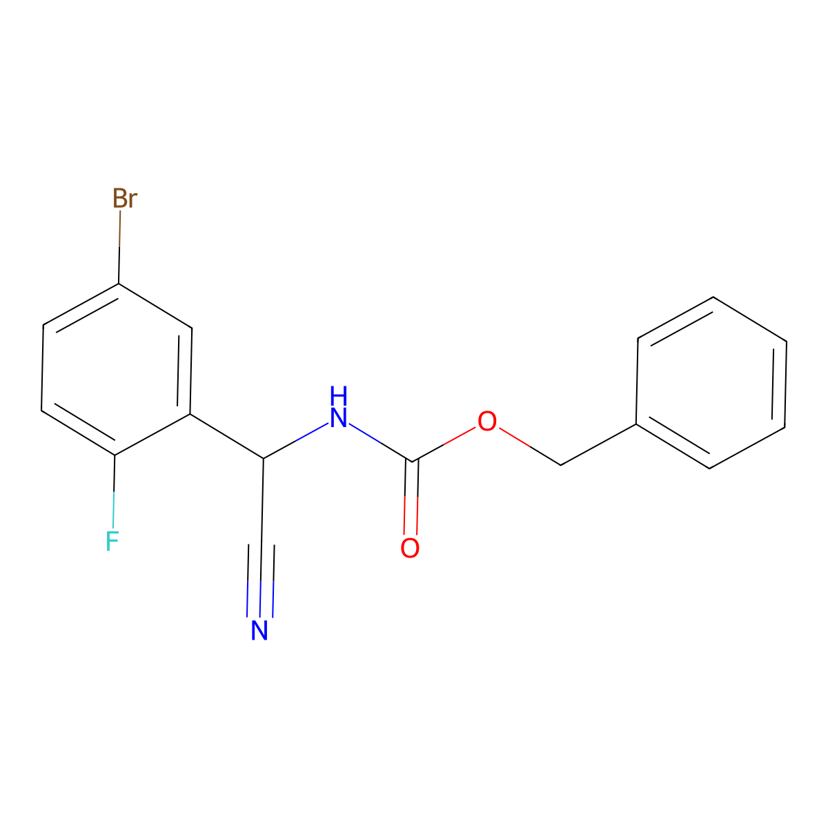 benzyl N-[(5-bromo-2-fluorophenyl)(cyano)methyl]carbamate molecular structure, CAS 2680895-70-7
