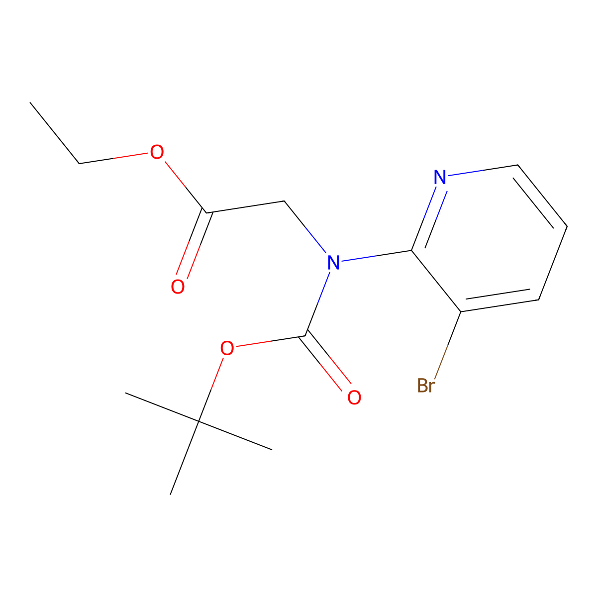 Ethyl 2-[(3-bromopyridin-2-yl)[(tert-butoxy)carbonyl]amino]acetate molecular structure, CAS 2680895-75-2