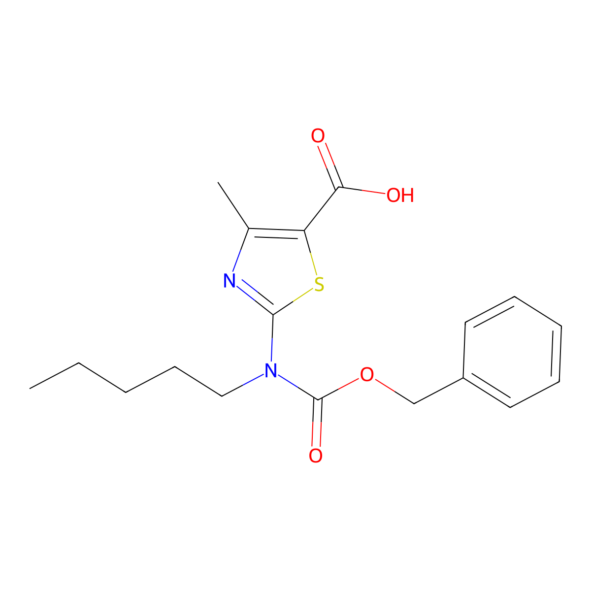 2-{[(Benzyloxy)carbonyl](pentyl)amino}-4-methyl-1,3-thiazole-5-carboxylic acid molecular structure, CAS 2680895-77-4