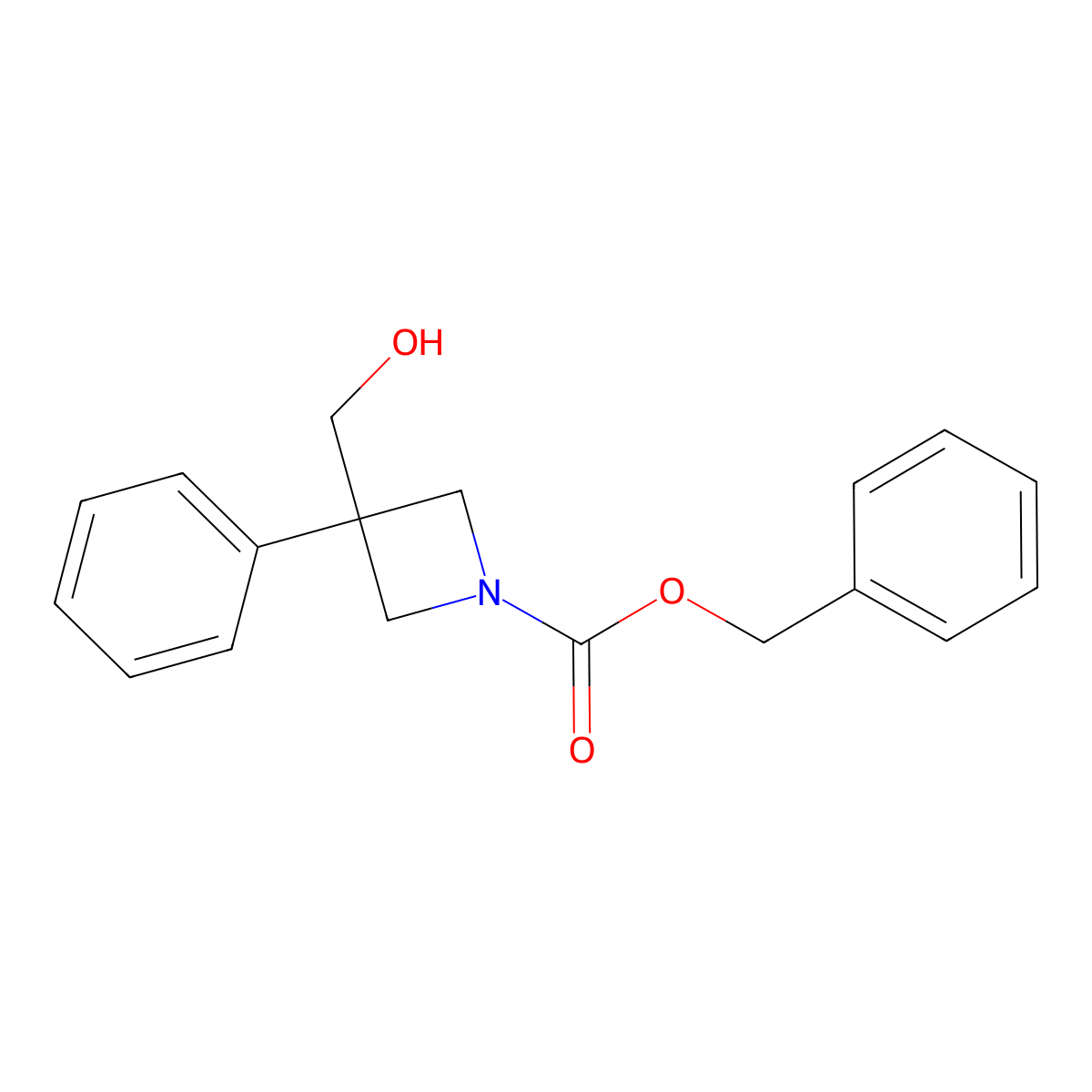Benzyl 3-(hydroxymethyl)-3-phenylazetidine-1-carboxylate molecular structure, CAS 2680895-81-0