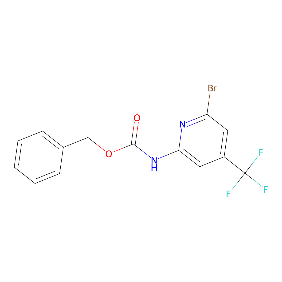 benzyl N-[6-bromo-4-(trifluoromethyl)pyridin-2-yl]carbamate molecular structure, CAS 2680895-88-7
