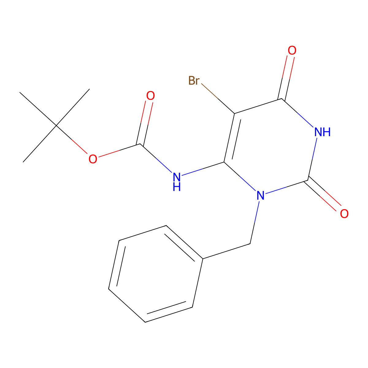 tert-butyl N-(3-benzyl-5-bromo-2,6-dioxo-1,2,3,6-tetrahydropyrimidin-4-yl)carbamate molecular structure, CAS 2680895-93-4