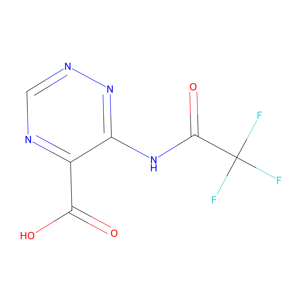 6-(2,2,2-Trifluoroacetamido)-1,2,4-triazine-5-carboxylic acid molecular structure, CAS 2680895-95-6