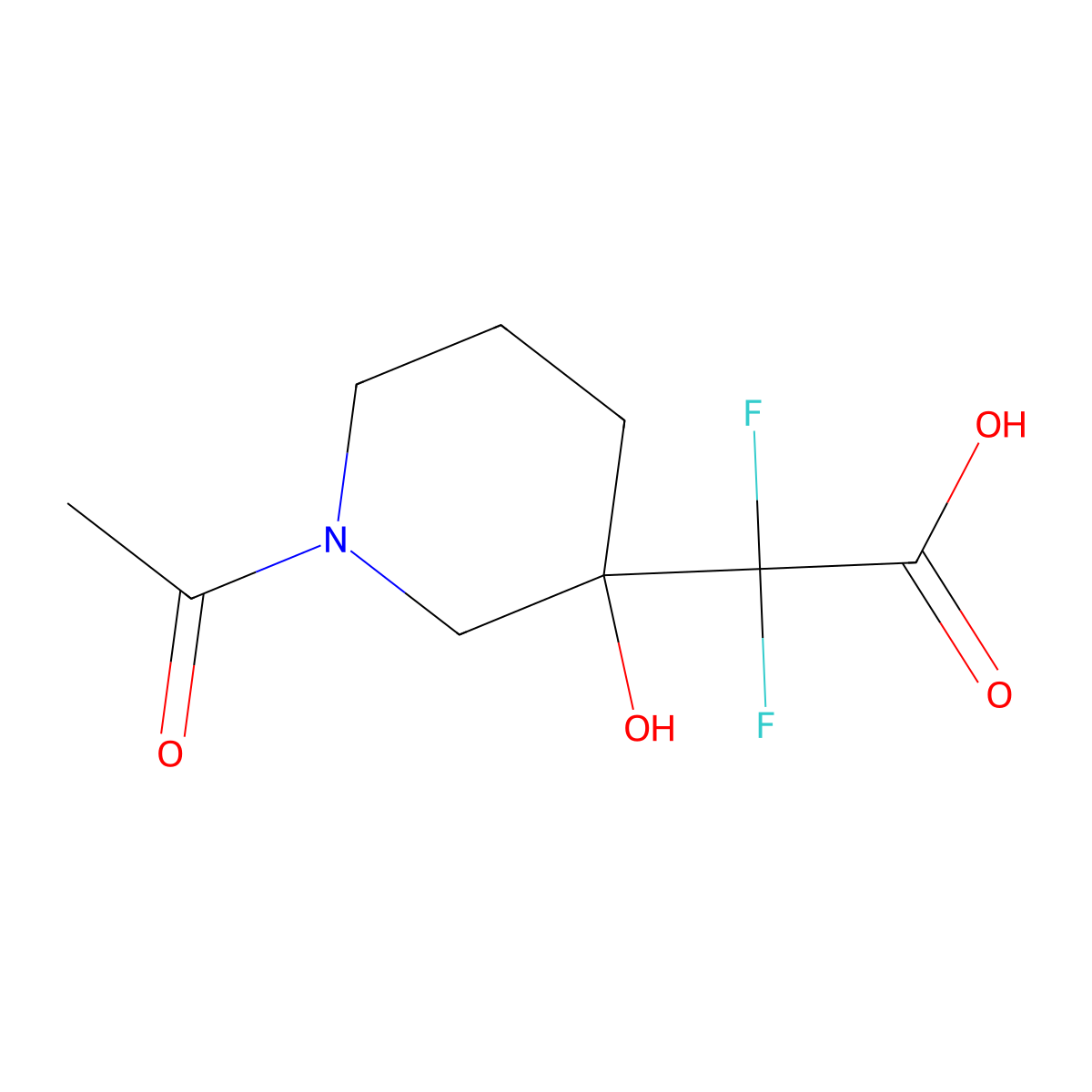 2-(1-Acetyl-3-hydroxypiperidin-3-yl)-2,2-difluoroacetic acid molecular structure, CAS 2680895-97-8