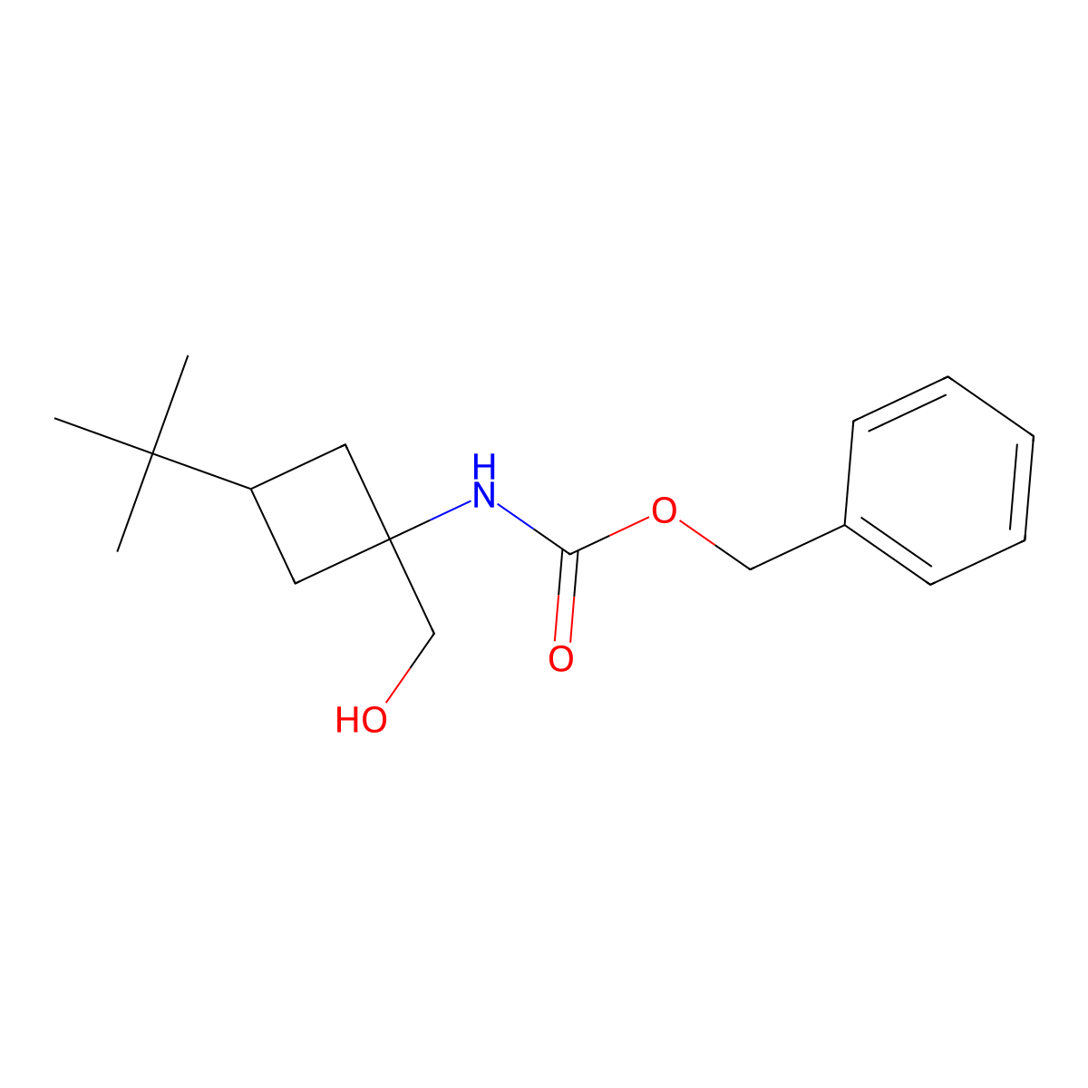 benzyl N-[3-tert-butyl-1-(hydroxymethyl)cyclobutyl]carbamate molecular structure, CAS 2680895-98-9