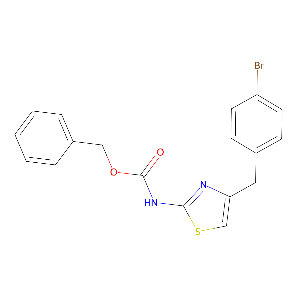 benzyl N-{4-[(4-bromophenyl)methyl]-1,3-thiazol-2-yl}carbamate molecular structure, CAS 2680895-99-0