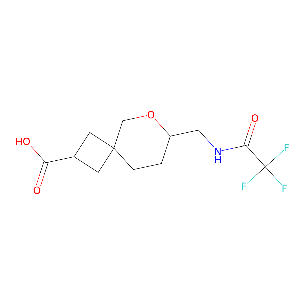 7-[(2,2,2-Trifluoroacetamido)methyl]-6-oxaspiro[3.5]nonane-2-carboxylic acid molecular structure, CAS 2680898-19-3