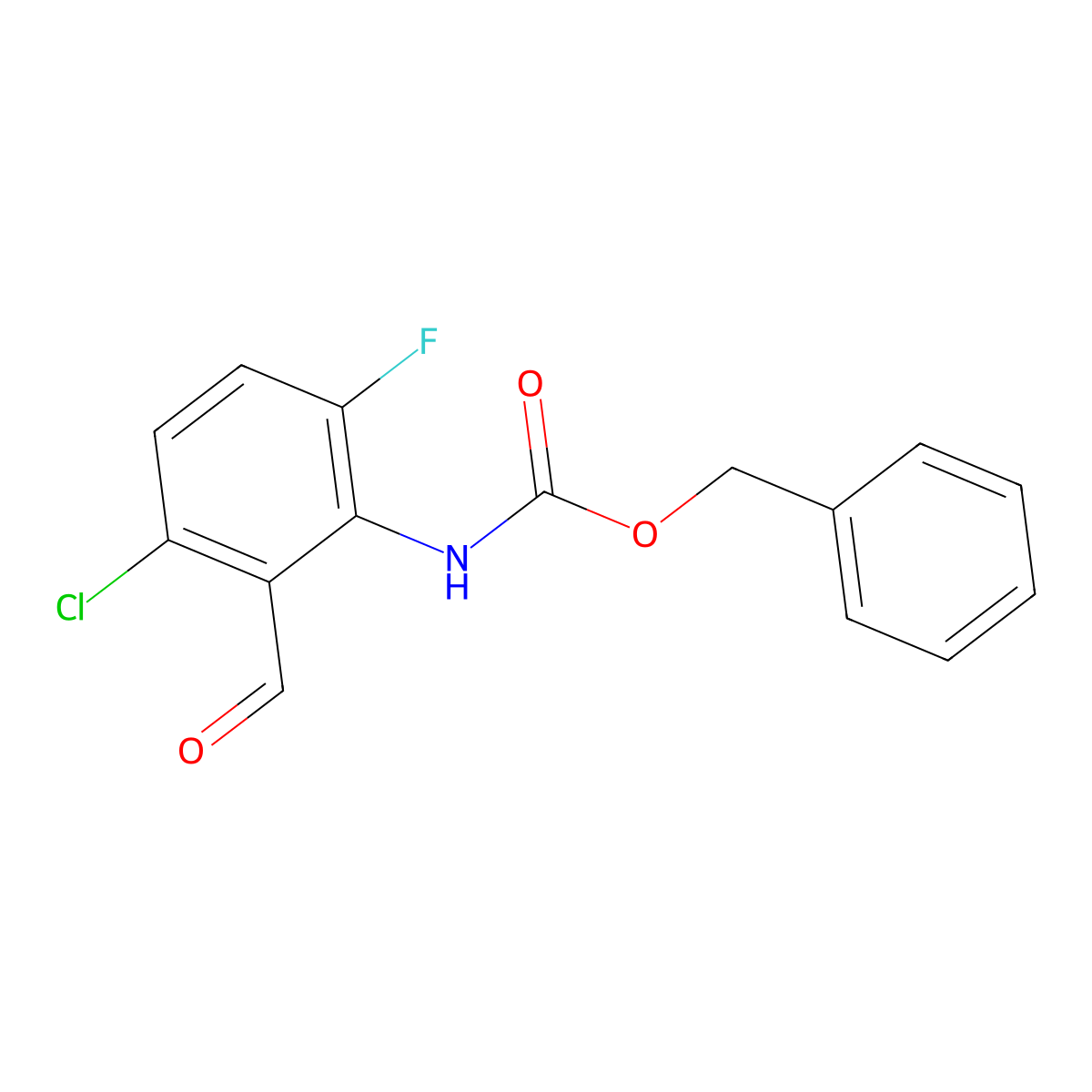benzyl N-(3-chloro-6-fluoro-2-formylphenyl)carbamate molecular structure, CAS 2680898-24-0