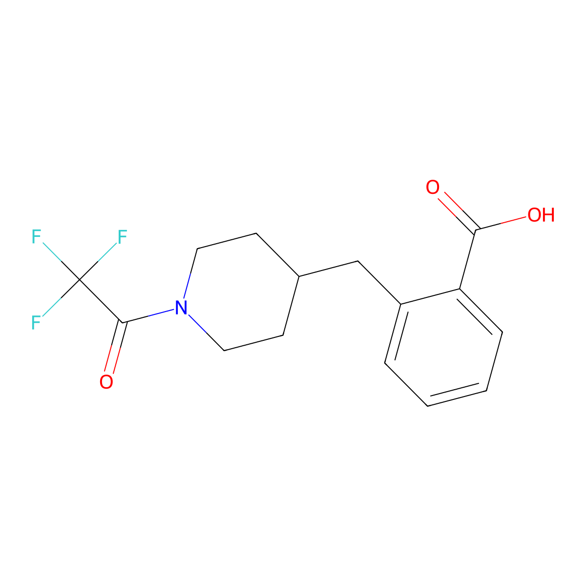 2-{[1-(2,2,2-Trifluoroacetyl)piperidin-4-yl]methyl}benzoic acid molecular structure, CAS 2680898-28-4